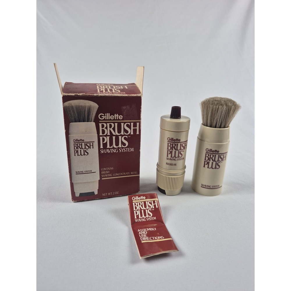 Gillette Vintage 1984 Brush Plus Shaving System Brush Refill Box Instructions